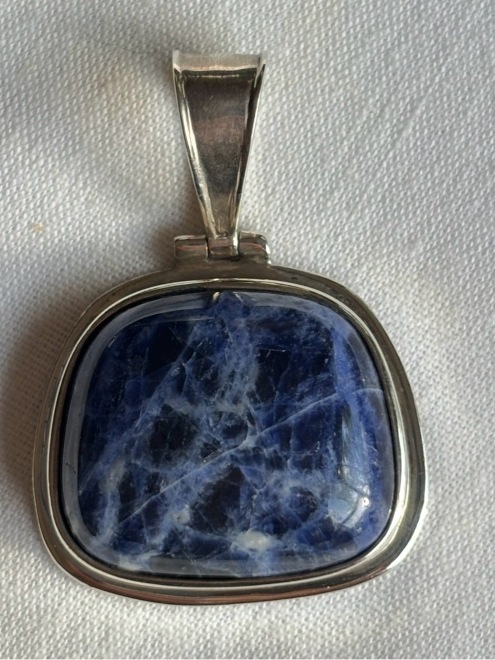Sterling Lapis Quarzite Pendant Necklace in Deep Blue